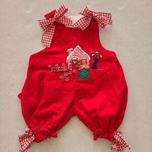 The Bailey Boys Vintage Red Christmas Romper  12 Months Bubble Ruffle Becky